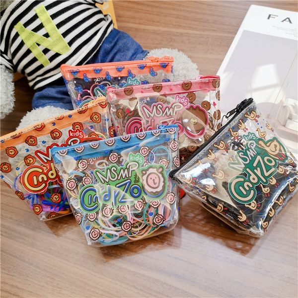 

children's little girl's accessories baby's hair rope set rubber band black disposable rubber band student's hair access, Slivery;white