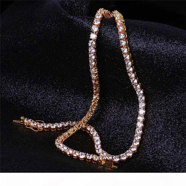 

4mm cubic zircon link necklace bling men's hip hop jewelry 18k gold copper iced out cuban chain 18" 24'' 30, Silver