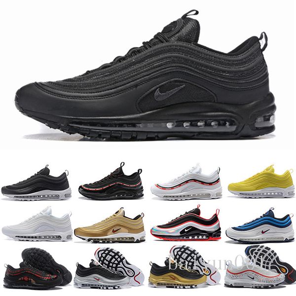 

air shoes og triple white running shoes og metallic gold silver bullet pink mens trainer women sports sneakers t-6fr, Black