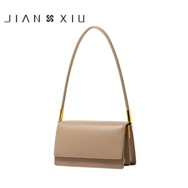 

jianxiu brand split leather handbag fashion women messenger bags 2020 double shoulder strap design small crossbody bag 3 colors