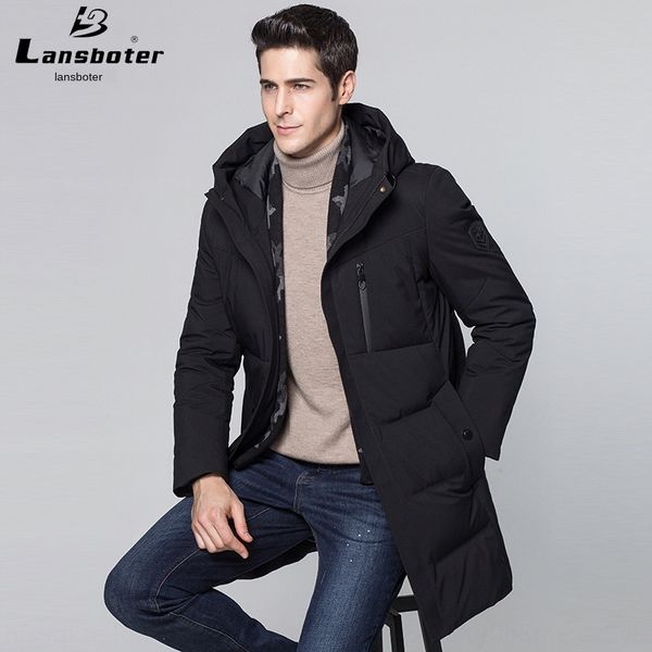

cklcv lessibert теплый jacketdown куртка jacketwinter средней длины утолщенной с капюшоном куртки мужские молодого и среднего возраста шарф, Black