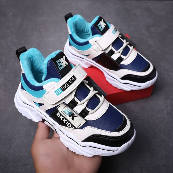 

2019 children's winter sneakers leather waterproof sports sports waterproof anti-slip breathable kids casual shoes teenager shoes, Black