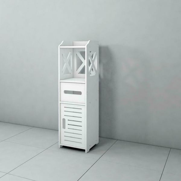 

bathroom floor cabinet tanding single door 2-tier storage organizer white