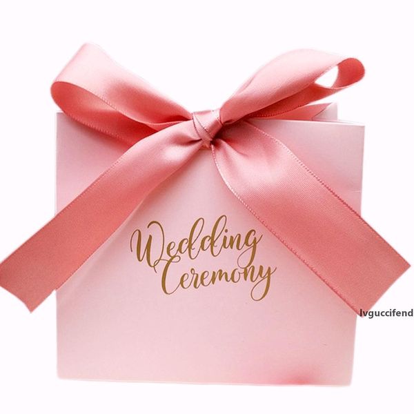 

5pcs pink/green wedding candy box with ribbon chocolate candy box for birthday party decoration supplies guests return gift