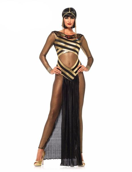 

ancient egypt egyptian cleopatra queen costume halloween cosplay fancy dress for adults women performance wear, Black;red