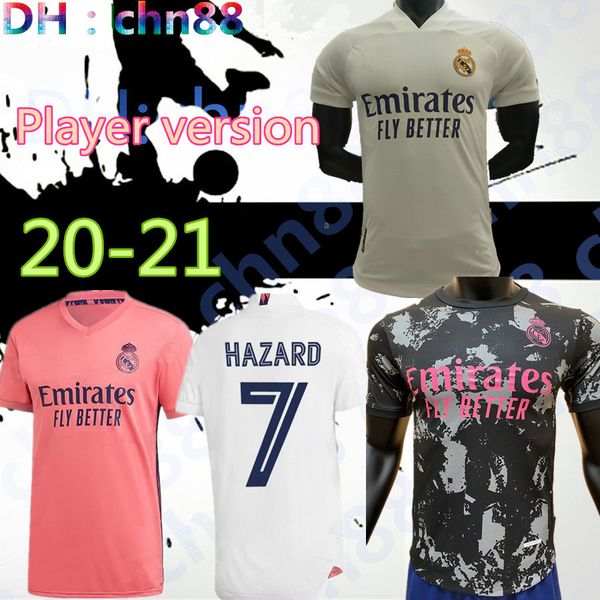 

player version real madrid jersey 20 21 hazard sergio ramos soccer jersey benzema vinicius camiseta football jersey shirt uniforms 2020 2021, Black;yellow