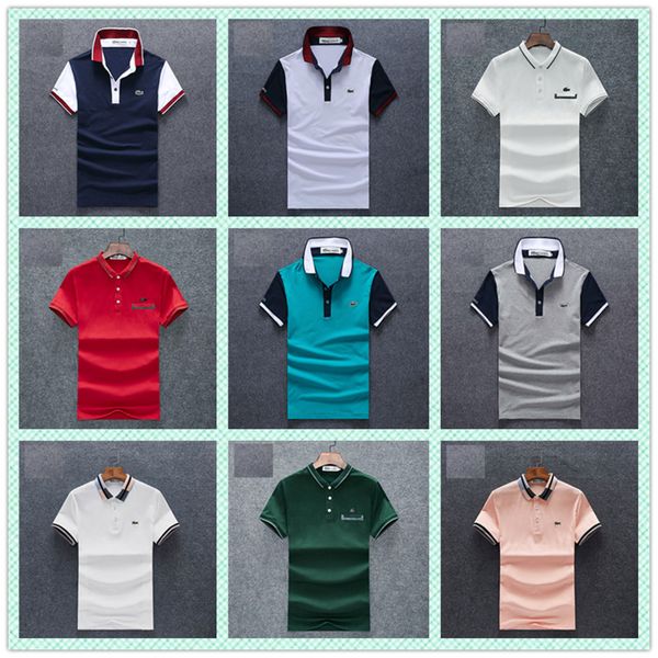 

men polo shirt brand mens solid color polo shirts camisa masculina men's casual cotton short sleeve polos collar shirt, White;black