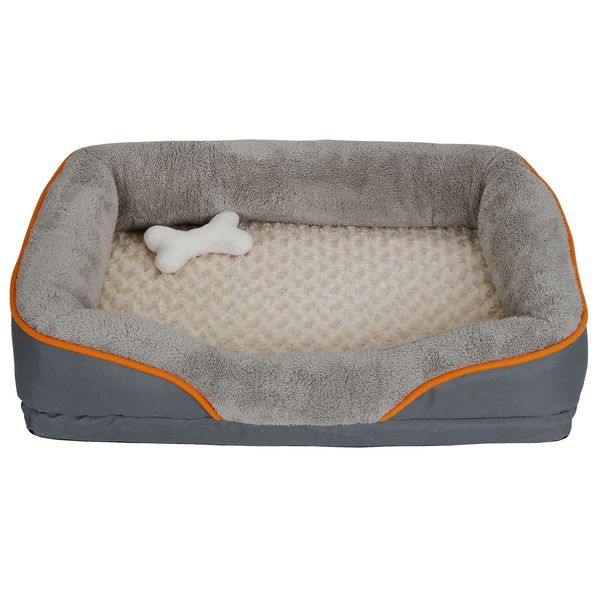 

31'' dog bed memory foam pet bed with removable washable cover and squeaker toy