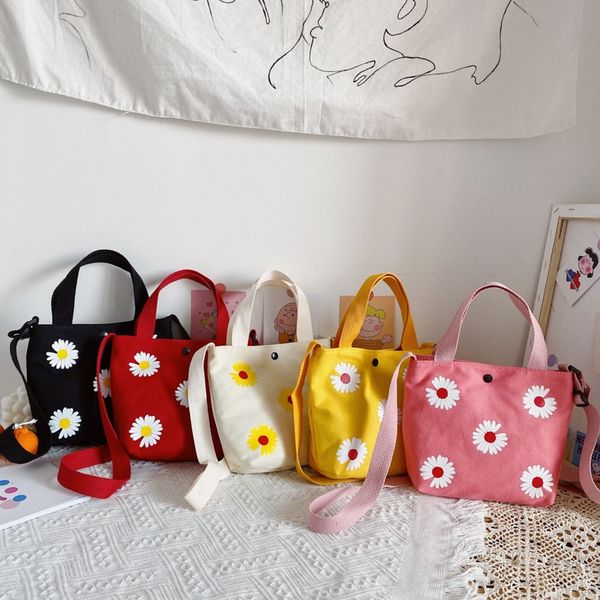 

korean new style daisy shoulder messenger canvas 2020 xia wanghong ins children canvas bag all-match hand bag