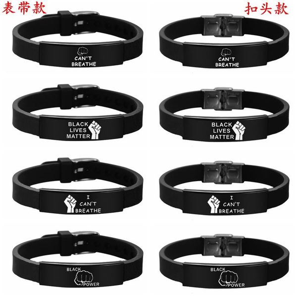 

2020 i can 't breathe bracelet silicone black stainless steel breathe opp bag fighting fighting free