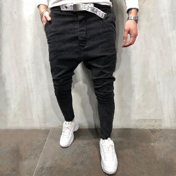 

spring and autumn new men's fashion snowflake slim and jeans casual european size jeans, Blue