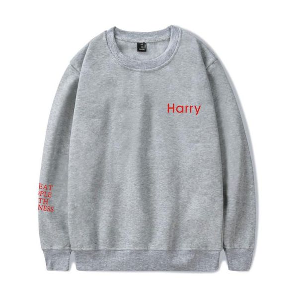 

harry styles sweatshirts women men hoodie harry treat people with kindness letter pattern casual o-neck hoodies high quality, Black