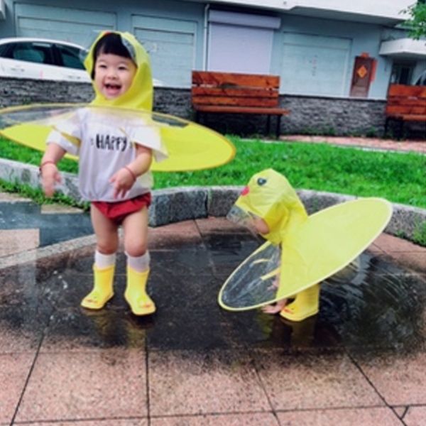 

tiktok same cloak style yellow duck raincoat children's ufo raincoat boys' and girls' babies' umbrella cloak poncho ufo