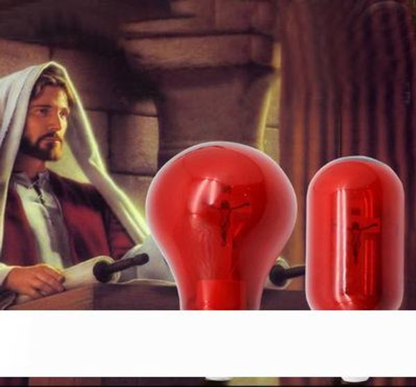 

e27 led bulb red flame peaceful mind light cross jesus church bulb 90-265v cathedral bar pray l square decorative lamp