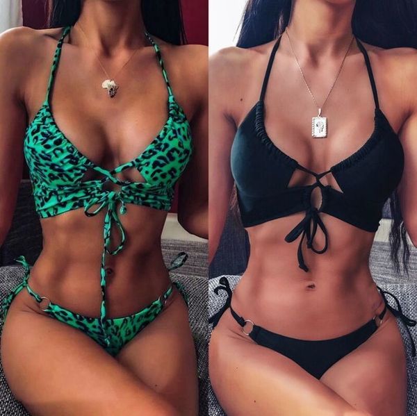 

brand new бикини женщин сексуальный leopard проложенный холтер бинты push up bra толпиться купальный костюм купальник бикини set biquini, White;black
