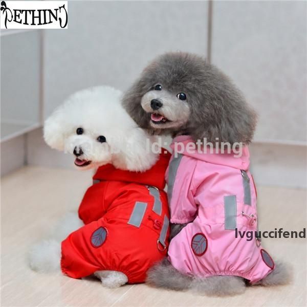 

lovely raincoat dog soft material waterproof puppy raincoat hooded pink red pet dog raincoat xs-xl rainny days clothes for pet t200328
