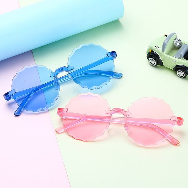 

new fashion frameless edging flower children's sun uv-proof baby sunglasses children's sun glasses, Blue
