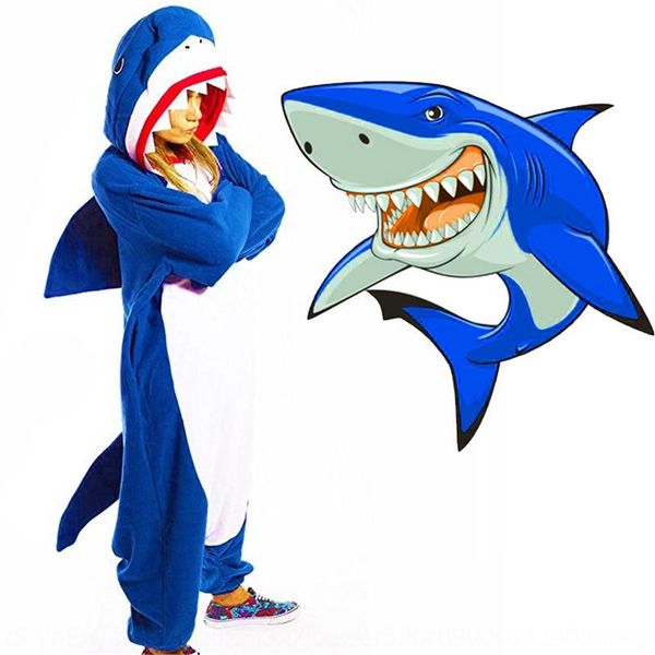 

flannel animal shark cartoon jumpsuit toilet white shark fish pajamas pajamas coral fleece season parent-child style, Blue;red