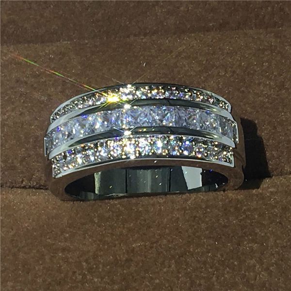 

jewelry male ring 3mm diamond white gold filled party engagement wedding band ring for men size 5-11, Slivery;golden