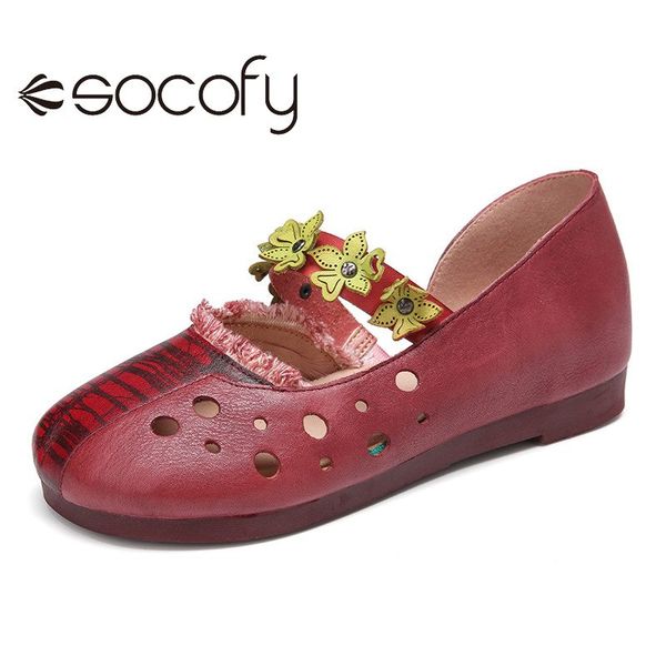 

socofy womens vintage style soft leather loafers floral elastic strap ballet flowers decor flat casual shoes botas mujer 2020, Black