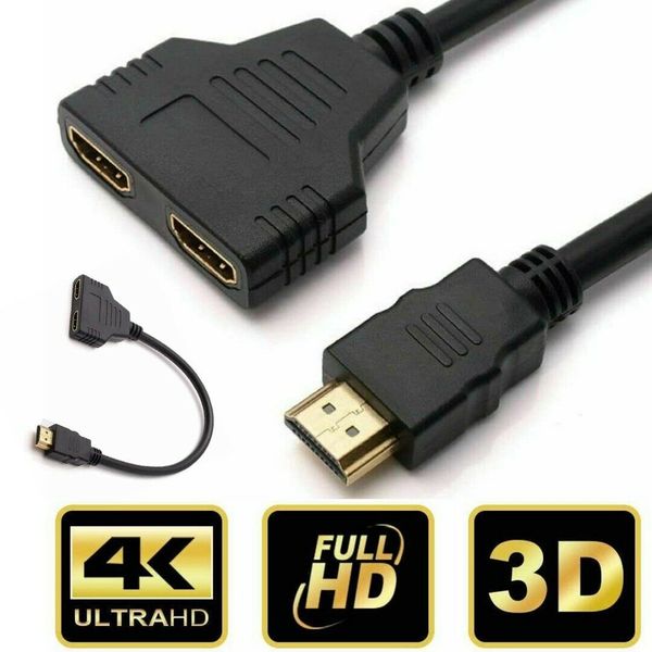 

premium 1080p hdmi port male to 2female 1 in 2 out splitter cable adapter converter home