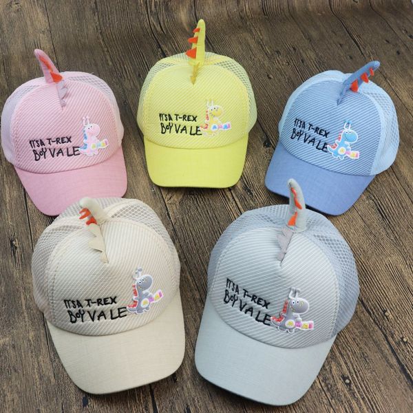 

2020 children's hat new dinosaur duck tongue umbrella baseball cap net hat sunshade sunscreen cartoon funny breathable baseball cap, Blue;gray