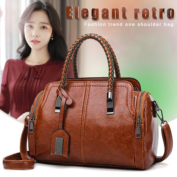 

women retro pu leather shoulder bag lady large handbag crossbody bag
