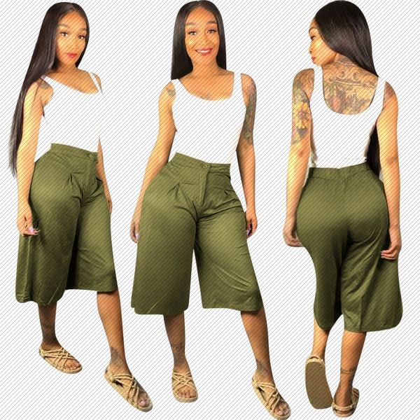 

w8205 amazon independent station womens fashion casual 2019 summer solid color cropped pants pants, Black;white