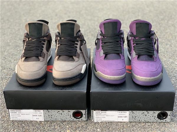 

2020 выпуск аутентичного трэвис скотт х 4 iv olive хьюстон ойлерз 4s cactus jack мужчины баскетбол обувь спорта кроссовки фиолетовой замша с