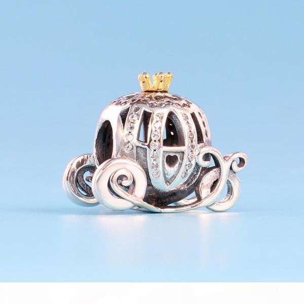

i authentic 925 sterling silver pumpkin car charms logo original box for pandora bracelet charms european beads for jewelry making, Bronze;silver