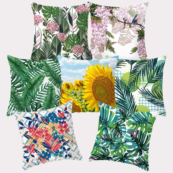 

tropical plant flower pillowcase cushion cover polyester cactus dcorative sofa cushions home decoration pillow cover 45*45 10307