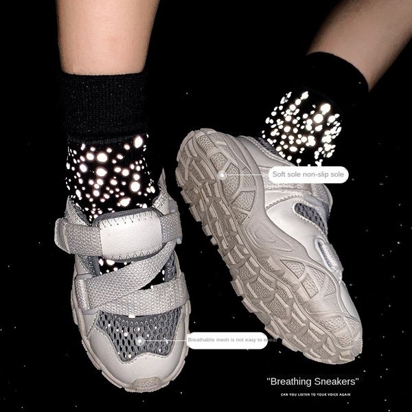 

girls' hollow breathable sandals new style fashionable baby sneakers sandals children's shoes children's casual white sports, Black