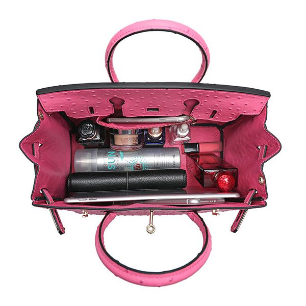 

l35xw18xh26cm ostrich leather kelly totes new fashion designer women shoulder bags updated platinum bags buckle handbag factory wholesale
