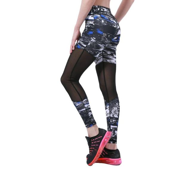 

digital printed yoga sports leggings womens screen stitching exercise trousers lady seamless workout running pants #lr1, White;red