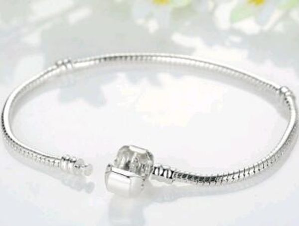 

6-9 Inches Silver Plated Snake Chain 3MM fit European Charm Beads Bangle Bracelets with LOGO Fashion DIY Jewelry