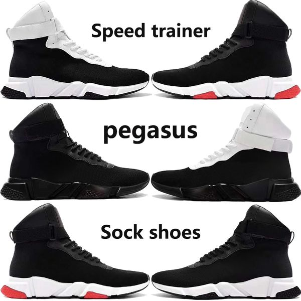 

2020 speed trainer x pegasus men women sock shoes triple black red white stretch knit mens casual sneakers us 5.5-11