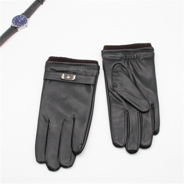 

pu leather men' plush thickened warm driving touch screen washing leather men' thin warm gloves and gloves, Blue;gray