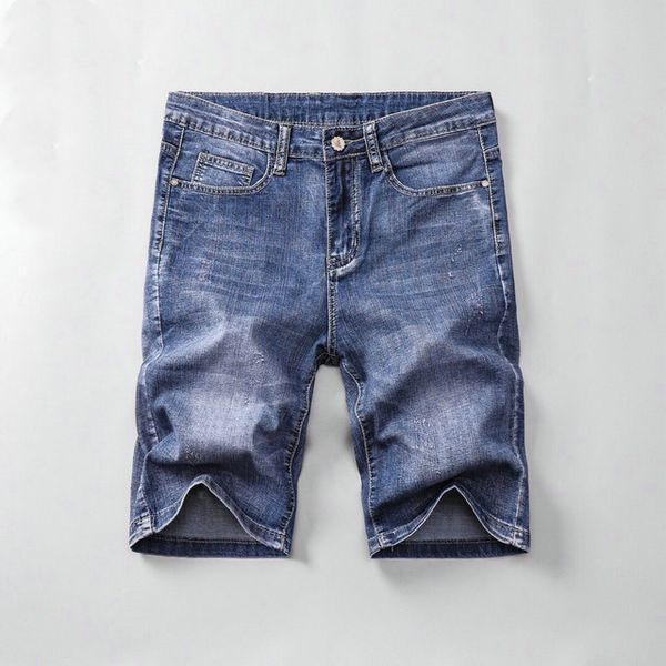 

new summer straight mens animal tiger pattern denim shorts fashion men denim jeans slim straight pants trend mens designer shorts, Blue