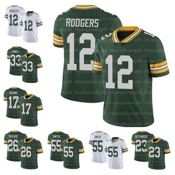 

12 aaron rodgers jersey packer 17 davante adams 23 alexander favre 26 darnell savage jr. 33 aaron jones men women youth 55 smith, Black;red