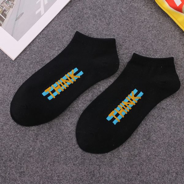 

tiktok new boat letter student sports summer men's low invisible boat invisible socks waist shallow mouth men's socks, Black