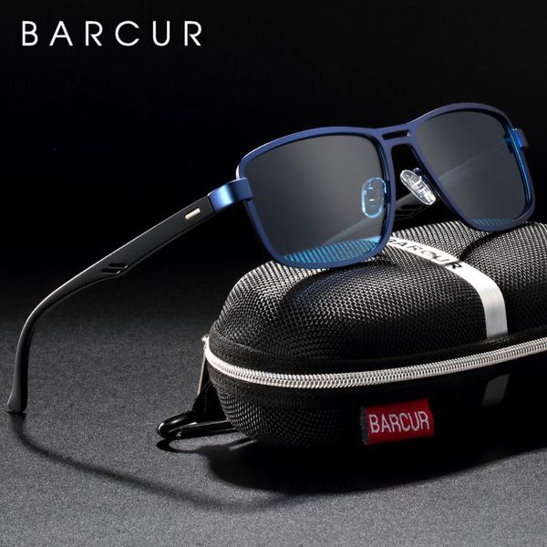 

barcur polarized men sunglasses square stainless steel frame tr90 sun glasses gafas, White;black