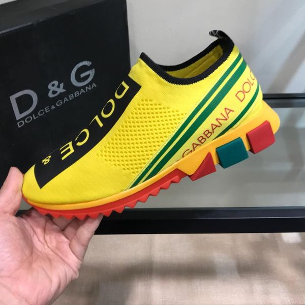 

2019i new mesh socks casual letter sports flat round head a pedal men's low shoes original box delivery 38-44, Black