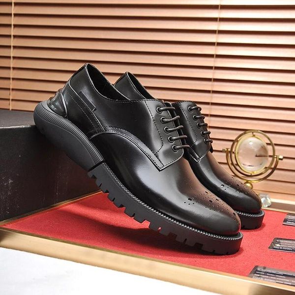 

comfortable derby shoes vintage men 's shoes scarpe da uomo di lusso leather dress drop ship formal party office wedding lace -up shoe, Black