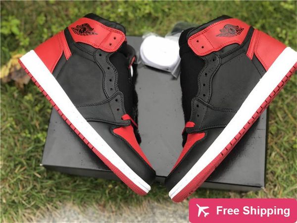 

аутентичные 1 high og banned каблука с x баскетбол обувь мужчины черный varsity red white 2011 release лучшее качество спорт с оригинальным