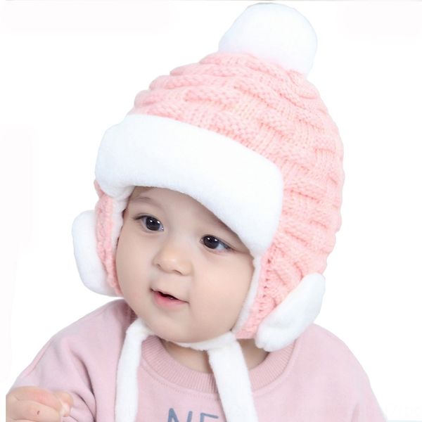 

winter warm cap cap korean baby cute ear protection lei feng hat children's warm fur ball fashion comfortable baby hat, Blue;gray
