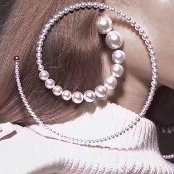 

women pearl earrings retro catwalk pearl earrings fashion jewelry round temperament eardrop female accessories brw party queen ear pendants, Golden