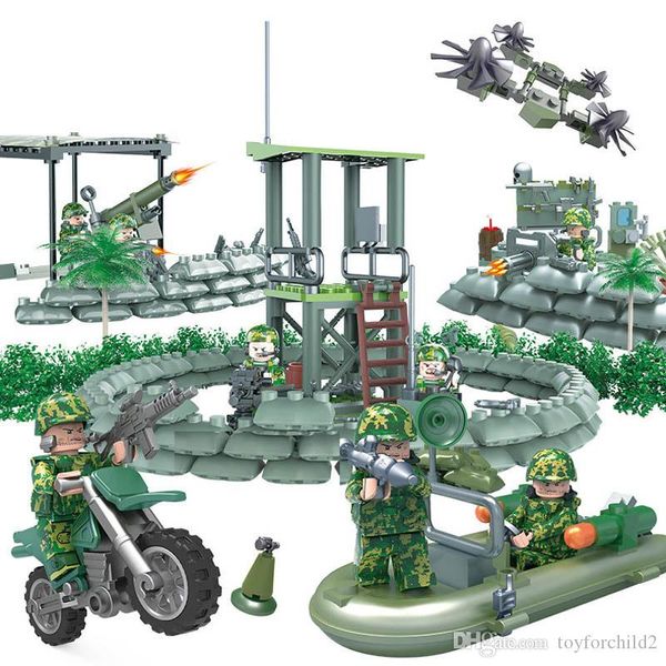 

camouflage army mini toy figure armed troop jungle commandos amphibious special forces military model modern war building blocks brick