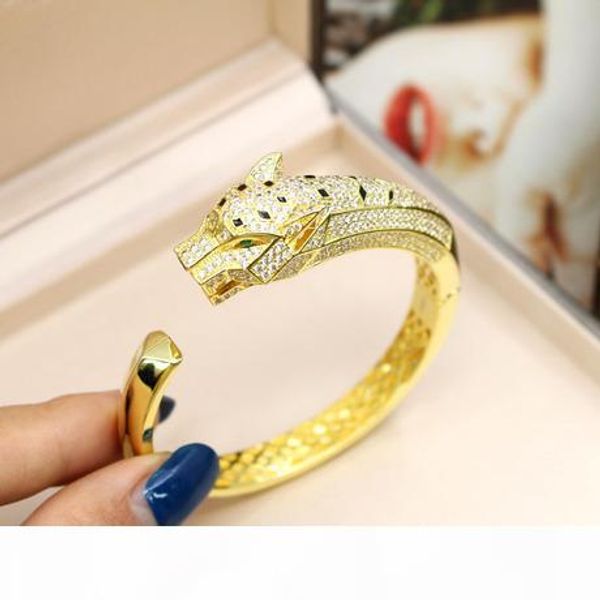 

jewelry panthere bracelet s925 sterling silver round brilliant cut diamonds bracelet 3 color famous women party jewelry, Black