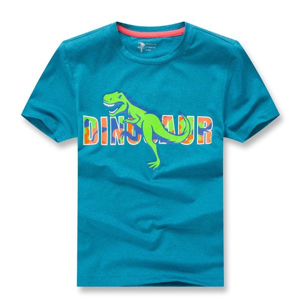 

summer kids outdoor dinosaur cartoon quick-drying t-shirt boys children short sleeve round neck quick dry t shirt over 8 years, Black;blue