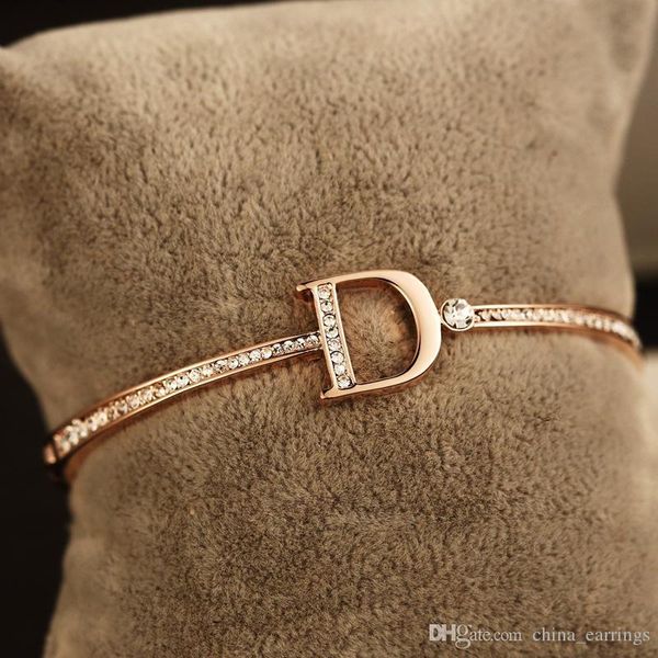 

2016 gold brand bracelets for women extravagant brand letter d bracelets with 18k gold plated wholesale sale promotion h00055, Black